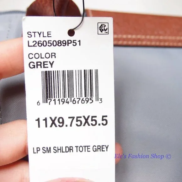 ❤️ NWT LONGCHAMP Le Pliage Small Medium Nylon Shoulder Tote GRAY 100% AUTHENTIC - Picture 13 of 16